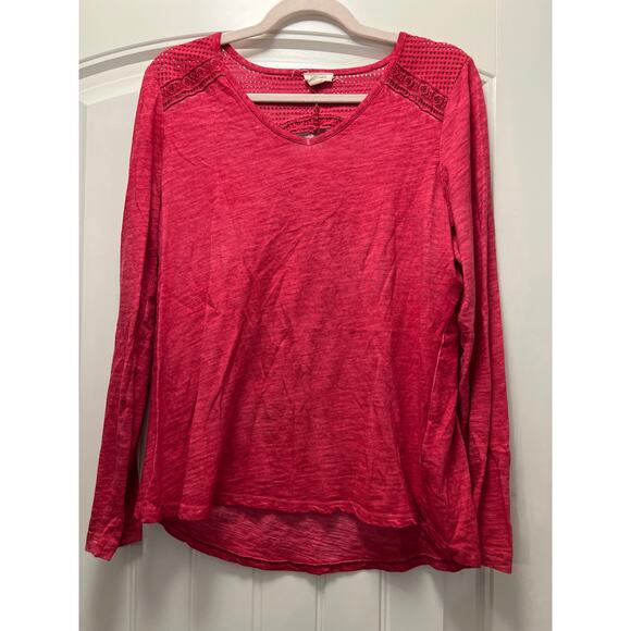 Tribal‎ Jeans Women’s Long Sleeve Cotton Cutaway Back Pullover Top Size S Red - Picture 1 of 3